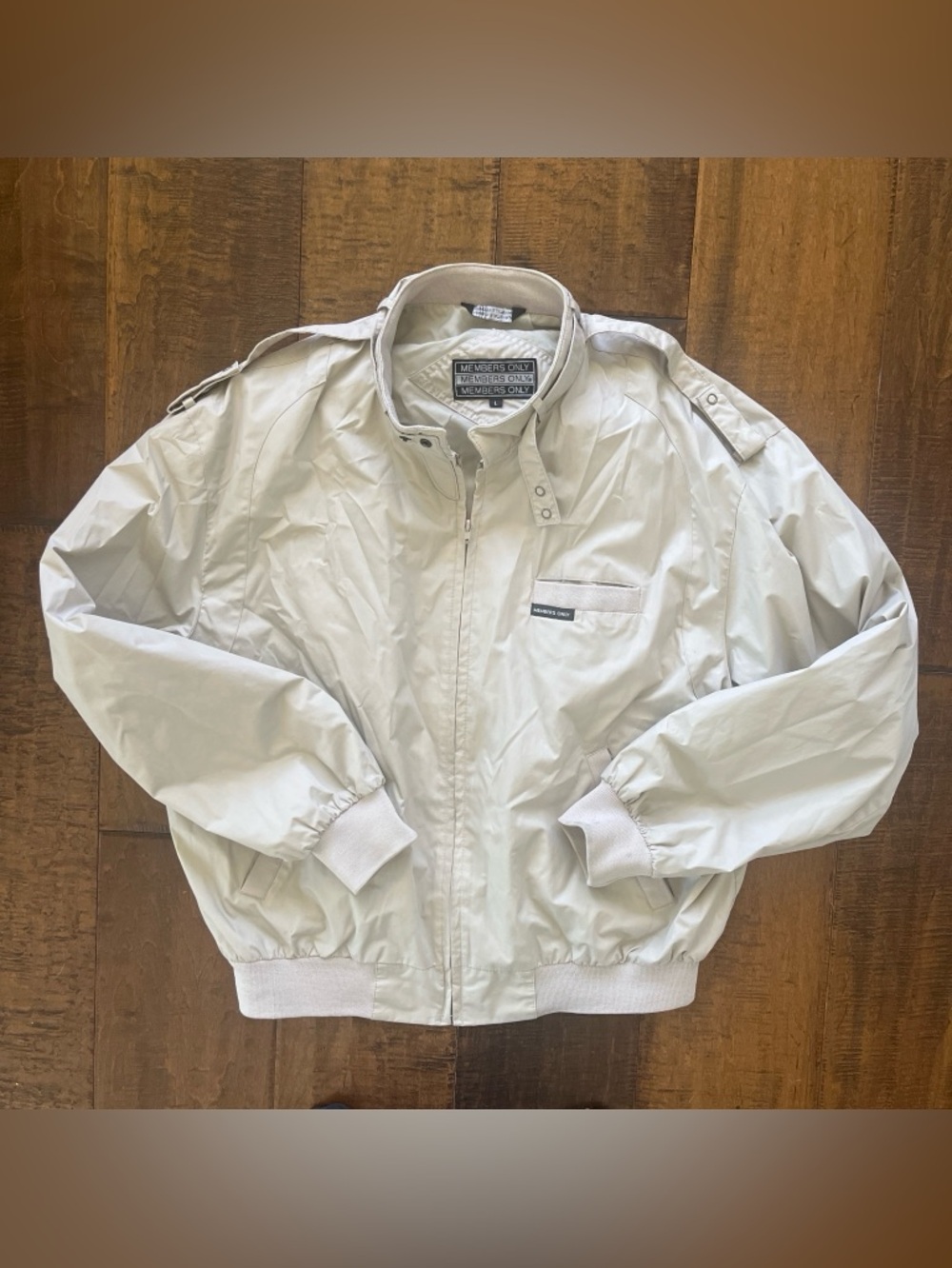 Vintage 80’s/ 90’s light gray Members Only classic iconic racer jacket sz Large